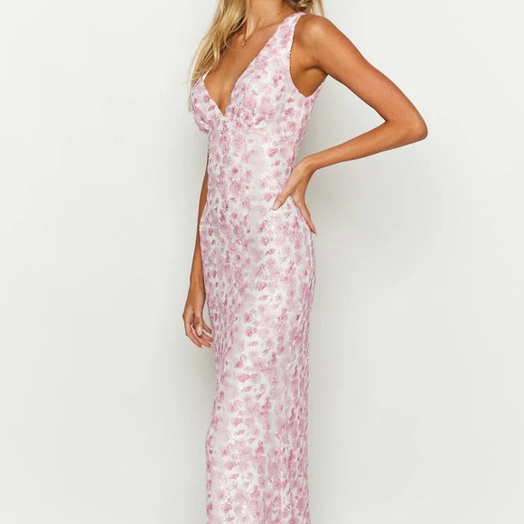 NWT Beginning Boutique Farida Pink Lace Maxi Dress - Picture 7 of 15